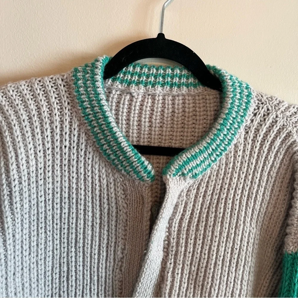 Handknit Chunky Oversized Varsity Sweater Women’s M/L - Picture 5 of 6